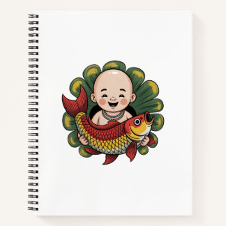 Spiral Notebook |  Cute Boy with Lucky Koi