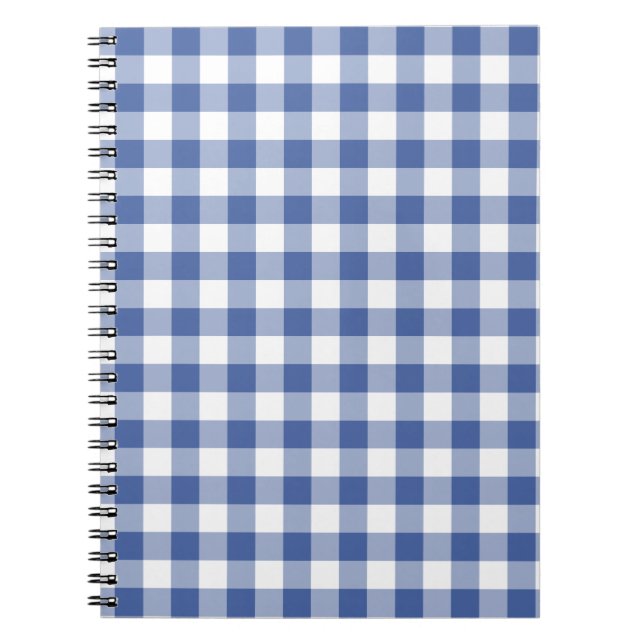Spiral Notebook, Dark Blue and White Check Gingham Spiral Notebook (Front)