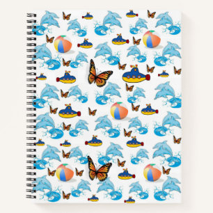 Spiral Notebook Dolphin Butterfly