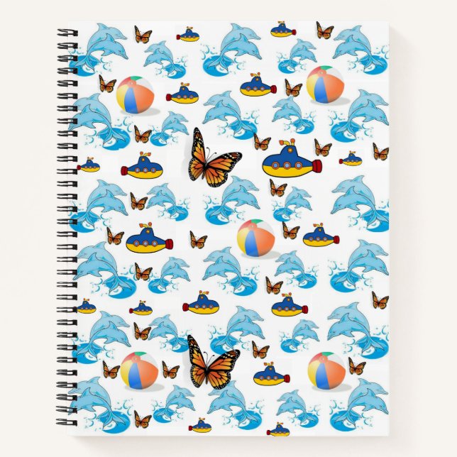 Spiral Notebook Dolphin Butterfly (Front)