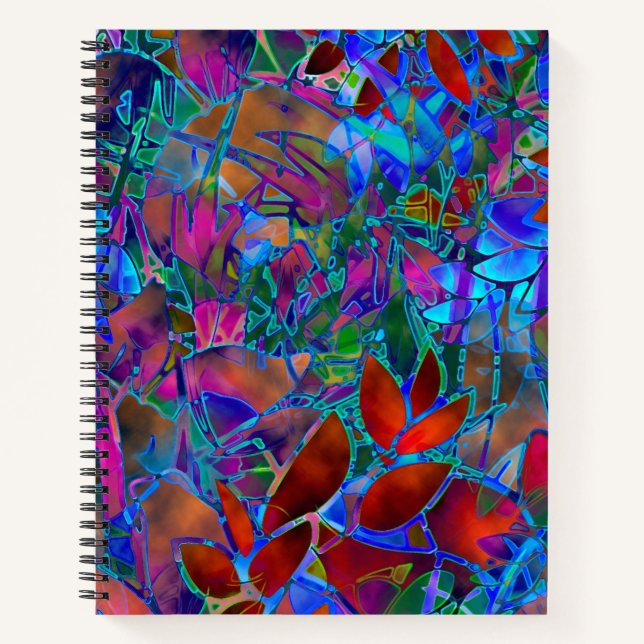 Spiral Notebook Floral Abstract Stained Glass (Front)
