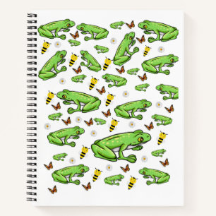 Spiral Notebook Frog Bumblebee Butterfly