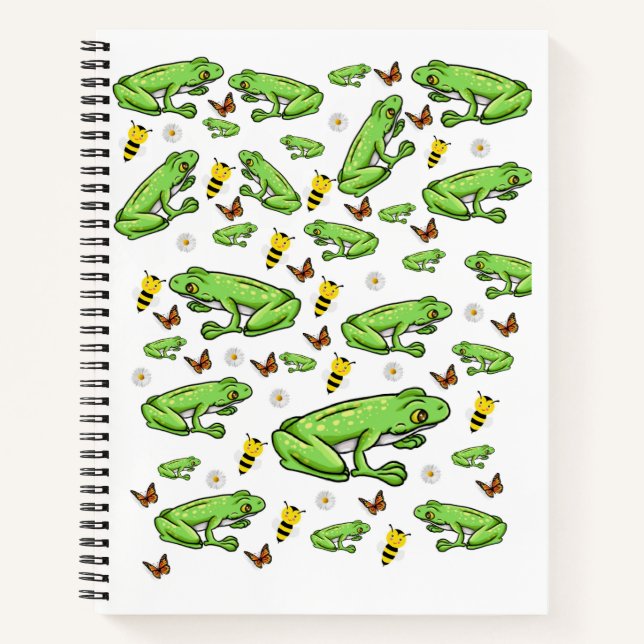 Spiral Notebook Frog Bumblebee Butterfly (Front)