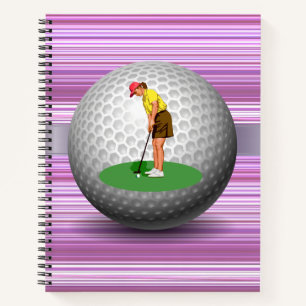 Spiral Notebook Golfer Golf Balls Stripe