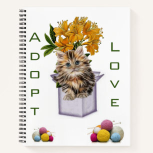 Spiral Notebook Kitten Cat AdoptionYarn Cat Condo