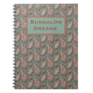 Spiral Notebook Oak leaf tile print