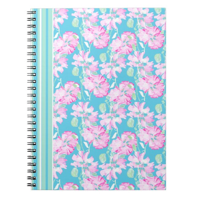 Spiral Notebook or Journal, Pretty Pink Roses (Front)