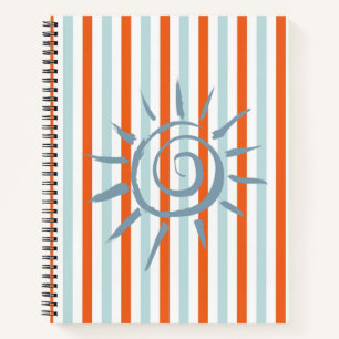 Spiral Notebook Orange Blue Stripes Star
