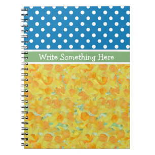 Spiral Notebook: Personalise: Daffodils Polka Dots Notebook