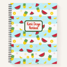 Spiral Notebook | Pineapple Watermelon Pattern