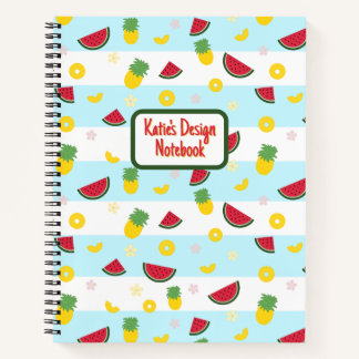 Spiral Notebook | Pineapple Watermelon Pattern
