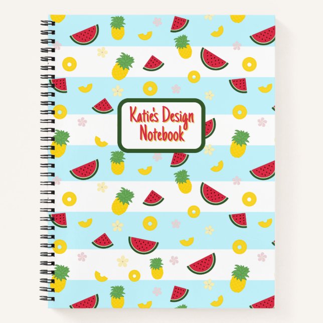 Spiral Notebook | Pineapple Watermelon Pattern (Front)