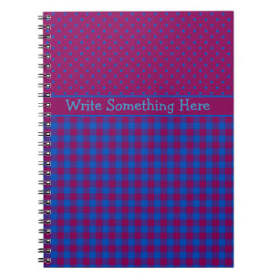 Spiral Notebook: Plum, Blue, Polka Dots and Checks Notebook
