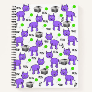 Spiral Notebook Purple Cats Kittens Meow