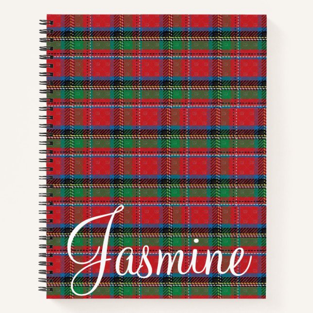 Spiral Notebook Red Green Blue Plaid (Front)