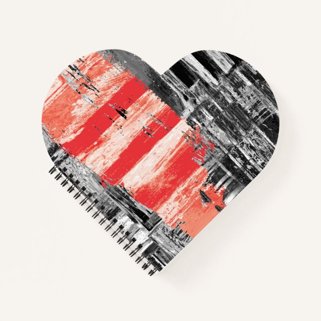 Spiral Notebook – Red Pulse Abstract Design (Front)