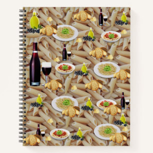 Spiral Notebook Red Wine Pasta Olive Oil