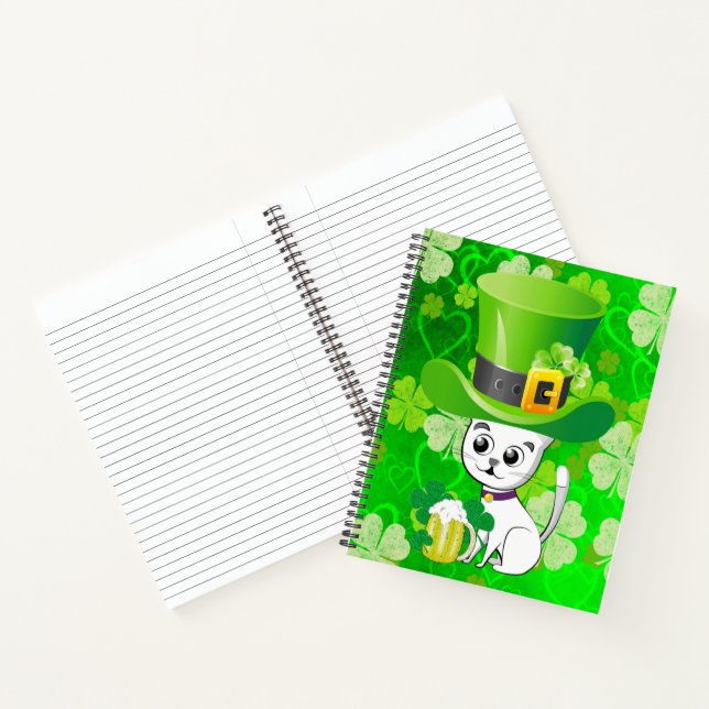 Spiral Notebook St. Patrick's Day Cat Beer (Inside)