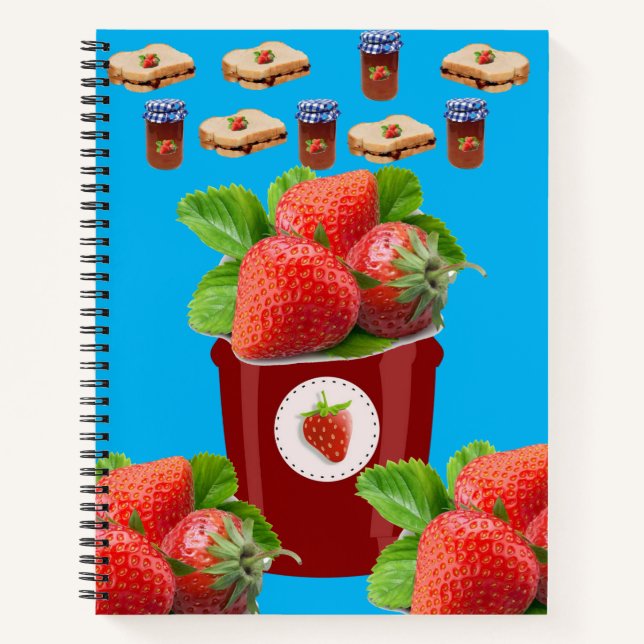 Spiral Notebook Strawberry Jam Peanut Butter Blue (Front)