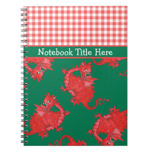 Spiral Notebook to Personalise: Cute Red Dragons