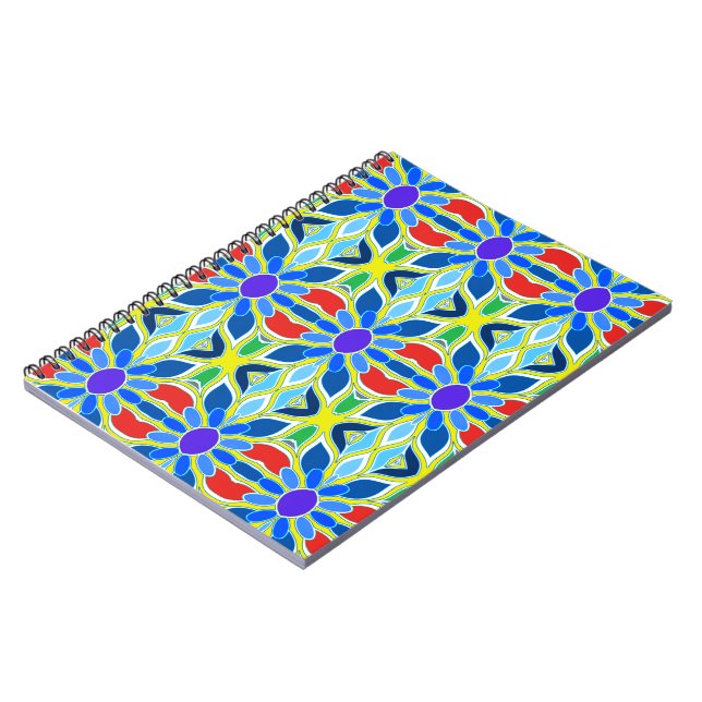 Spiral Notebook, Vibrant colorful seamless pattern Notebook (Left Side)