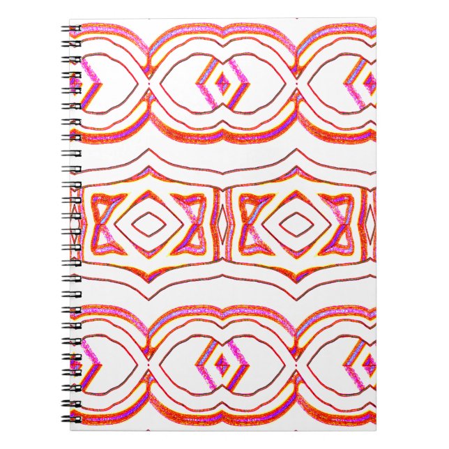 Spiral Notebook, Vibrant red white trendy design Notebook (Front)