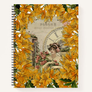 Spiral Notebook Victorian Woman Floral