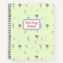 Spiral Notebook | Wildflowers & Bows in Green