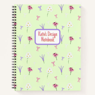 Spiral Notebook | Wildflowers & Bows in Green
