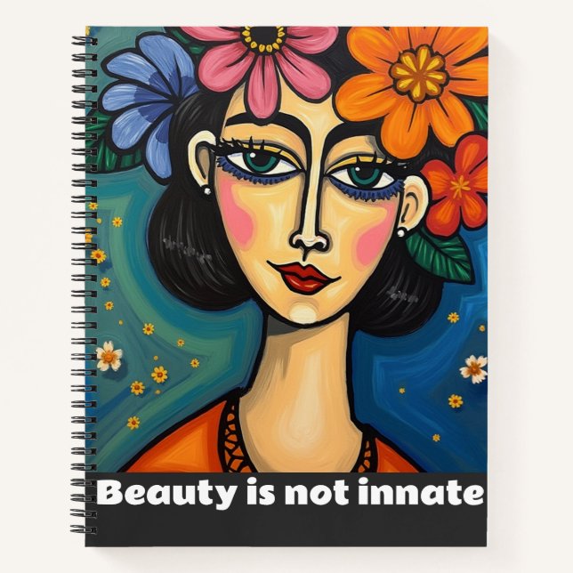 Spiral Notebook with art design empowering phrase (Front)