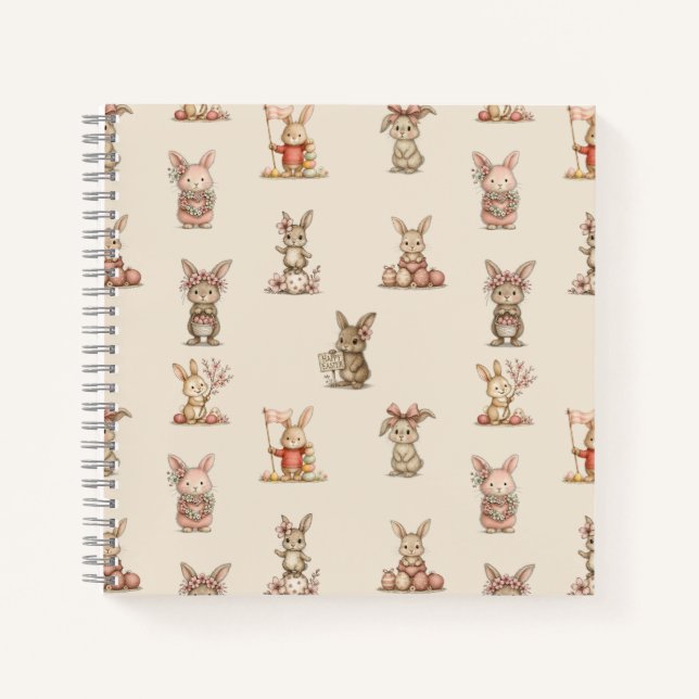 Spiral notebook with cute bunny design (Front)