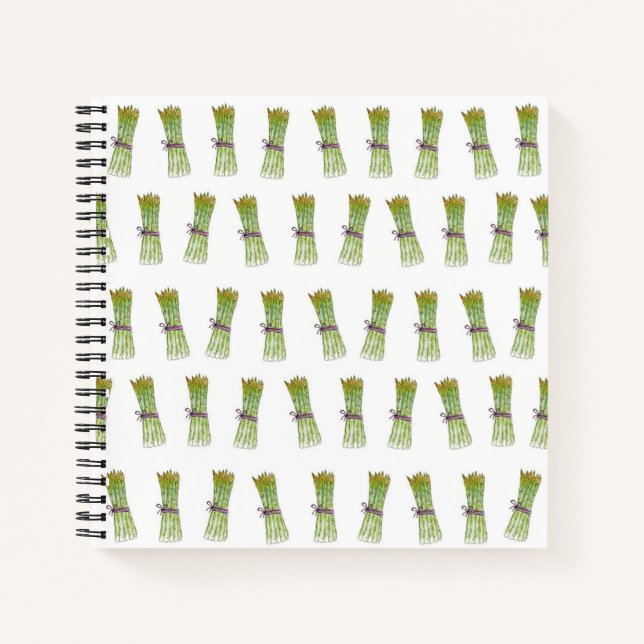Spiral Notebook with green asparagus design (Front)