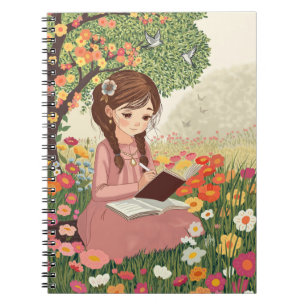 Spiral Notebook with Photo Girl Writing