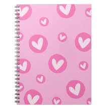 Spiral Notebook with Pink Hearts Pattern