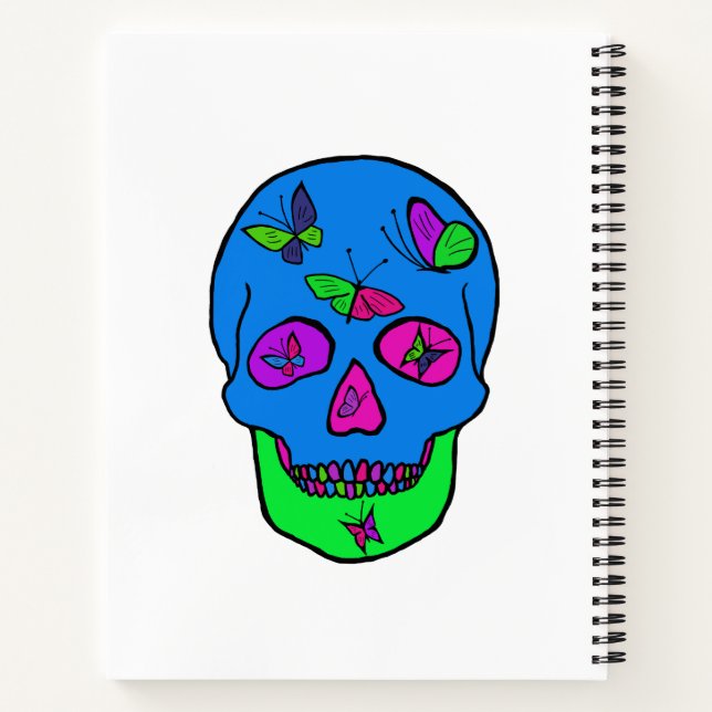 Spiral Notebook with Skull Butterfly design. (Back)
