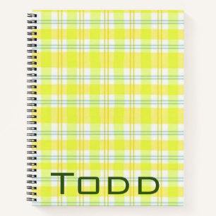 Spiral Notebook Yellow Green Plaid
