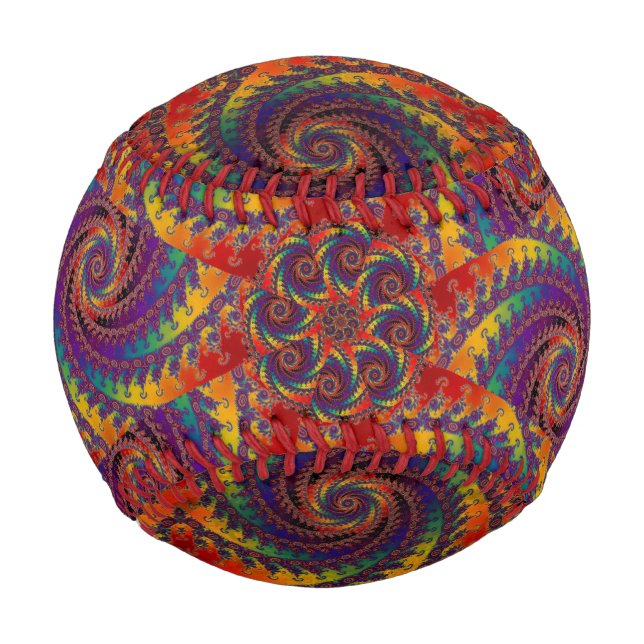 Spiral Octopus Psychedelic Rainbow Fractal Art Baseball (Front)