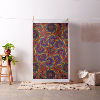 Spiral Octopus Psychedelic Rainbow Fractal Art Fabric