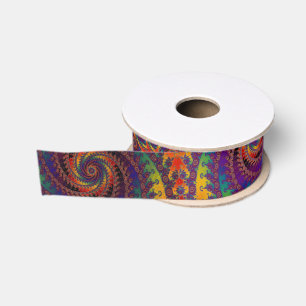 Spiral Octopus Psychedelic Rainbow Fractal Art Grosgrain Ribbon