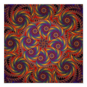 Spiral Octopus Psychedelic Rainbow Fractal Art Photo Print
