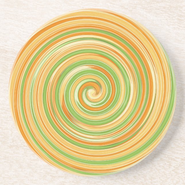 Spiral of Fun Citrus Colours  Coaster (Front)