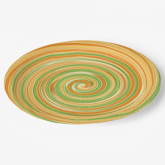 Spiral of Fun Citrus Colours  Paper Plate (Angled)