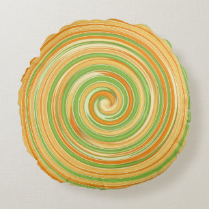 Spiral of Fun Citrus Colours  Round Cushion