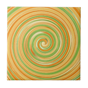 Spiral of Fun Citrus Colours  Tile