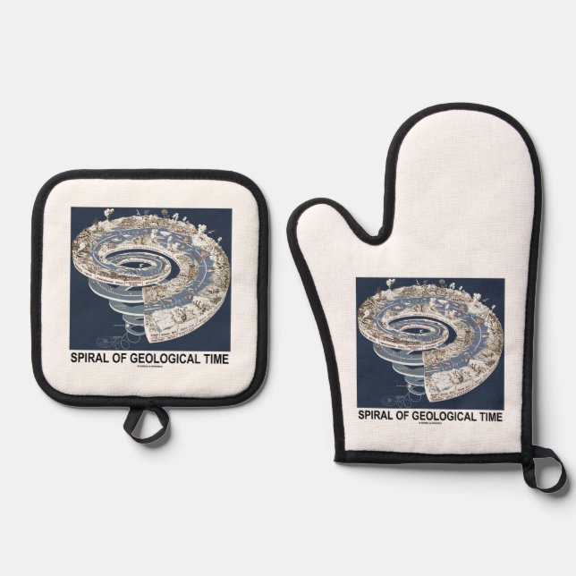 Spiral Of Geological Time Earth's History Spiral Oven Mitt & Pot Holder Set (Front)