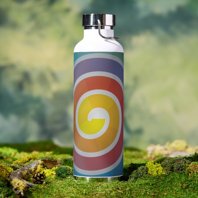 SPIRAL ON BLUE BACKGROUND WATER BOTTLE (Outdoor)
