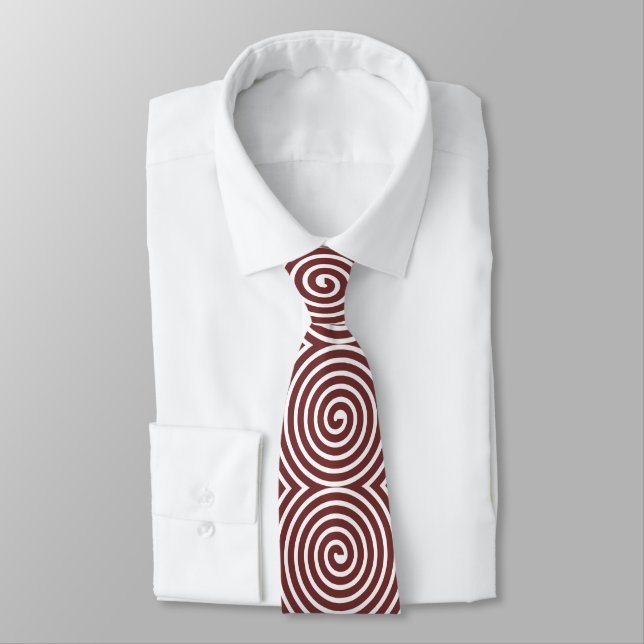 Spiral Pattern - Brown and White Tie (Tied)