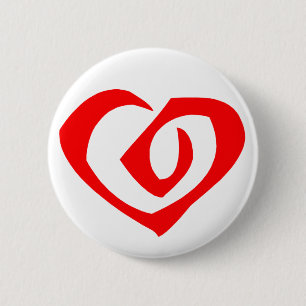 Spiral Pattern Red Heart 6 Cm Round Badge
