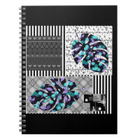 Spiral Photo Notebook Abstract patchwork quilting 