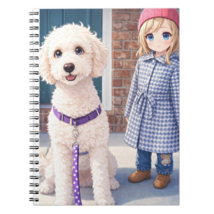 Spiral Photo Notebook Anime Girl With Happy Dog